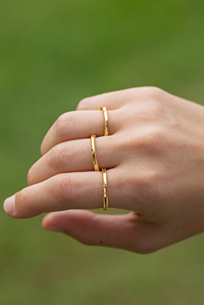 ÇGK KUYUMCULUK Kadın Sade Altın Renk İnce Ajda Tasarım Yüzük