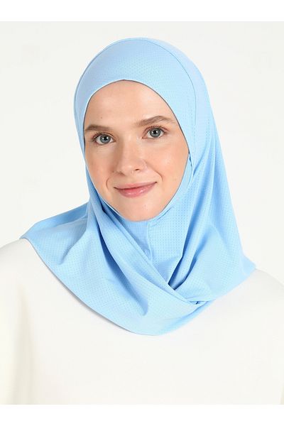 Ecardin ST027-30 Baby Blue Hijab - Φουλάρια με σαγόνι και τρύπες