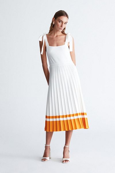 Peraluna Styleboom X Kelly Dress με λουράκι με λεπτομέρεια Άνετη εφαρμογή Midi μήκους καλοκαιρινό γυναικείο πλεκτό φόρεμα