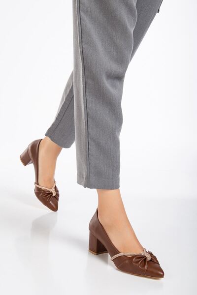 MaskButik Tan Selis Heeled Shoes