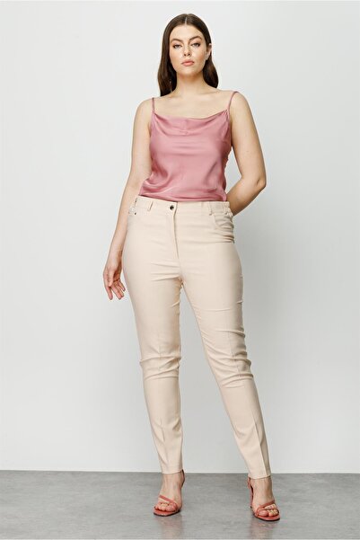 Moda İlgi Modailgi Kemeri Lastikli Pantolon Taş