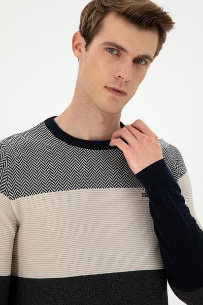 U.S. Polo Assn. Pulover pentru bărbați bleumarin TEKSPOR 195723 .5