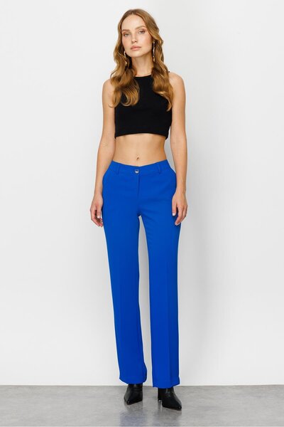 Moda İlgi Modailgi Yan Cep Nervürlü Takım Pantolon Saks