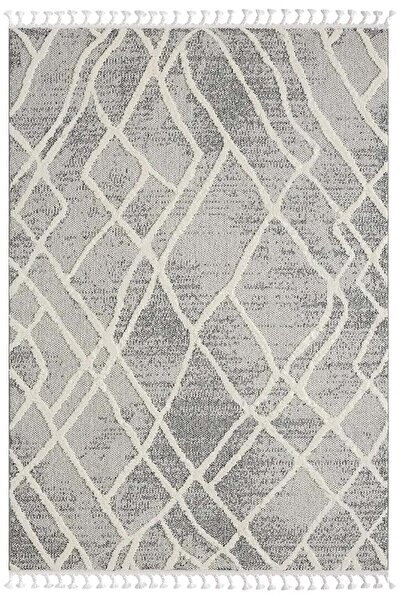 Karmen Halı Wool Wl003a Gri Halı Antrasit Detaylı Sisal Bukle Dekoratif Kabartmalı Halı Tozsuz Antialerjik