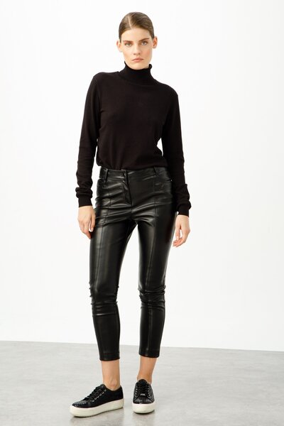 Moda İlgi Modailgi Deri Beş Cep Pantolon Siyah