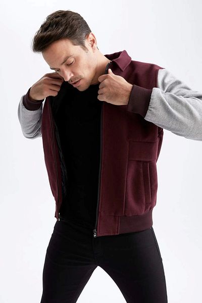 DeFacto Y5896 Oversize Fit Shirt Collar Stamped Bomber Jacket