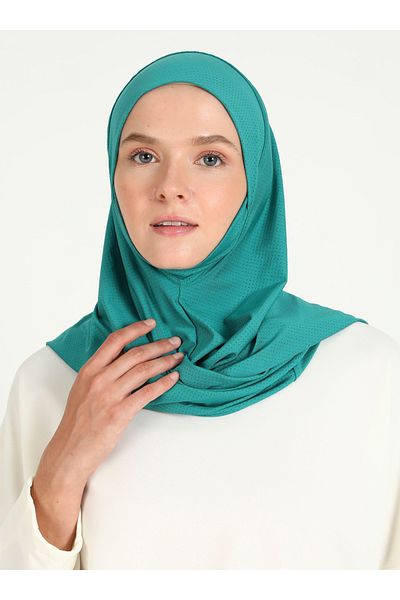 Ecardin Turban Hijab pentru eșarfe poroase cu fălci verde petrol - St 027