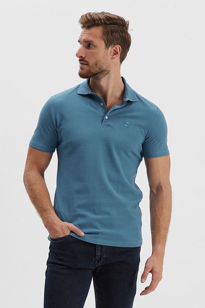ENQUE Ανδρικό μακρύ μπλουζάκι Basic Polo Neck 100% Cotton Plain Comfort