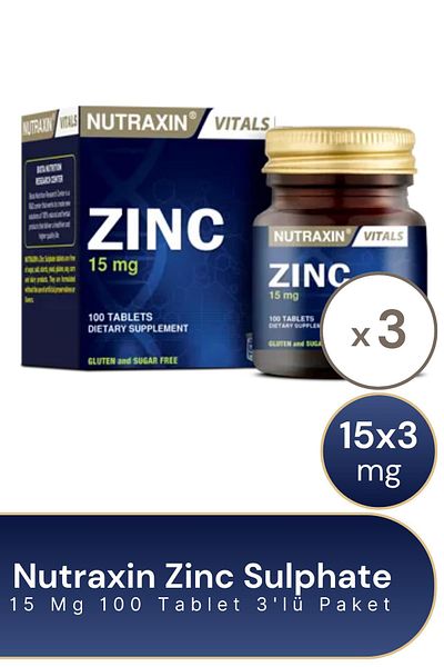 Nutraxin Zinc Sulphate 15 Mg 100 Tablets 3 Pack