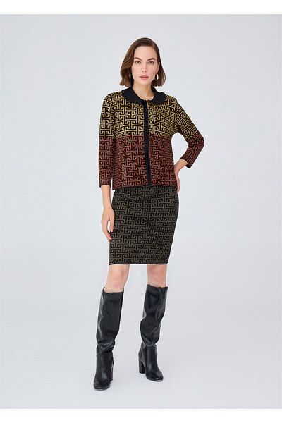 Peraluna Fusta scurtă din tricotaj pentru femei Jacquard cu model geometric - negru