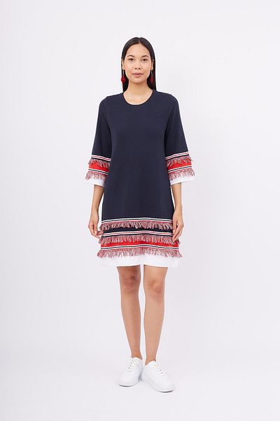 Peraluna Hılda Dress Striped Organic Cotton Women's a Form Dress - Navy Blue