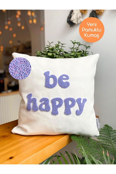 RahanDesign Be Happy 777 - Hope Patterned Throw Pillow Cover 43X43Cm - Set of 3