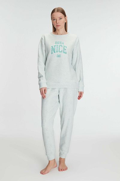 Anıl 11269 Women's Long Sleeve Fleece Pajamas Set
