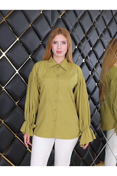 Marka Oversize Büzgü Detaylı Saten Bluz