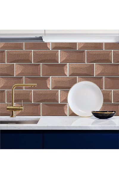 Bigaimaj Kitchen Countertop Self-Adhesive Foil Coating Tile Stone Pattern Copper-Bronze 60Cmx100Cm