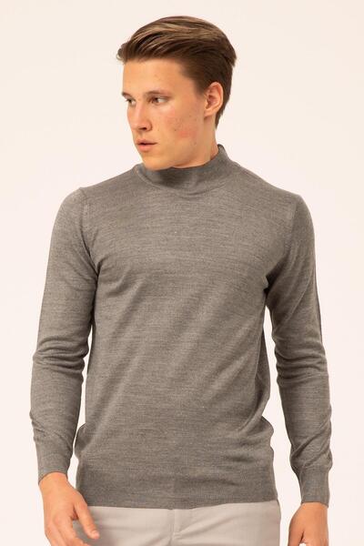 SÜVARİ Süvari Rahat Kalıp Yarım Balıkçı Yünlü Antrasit Triko