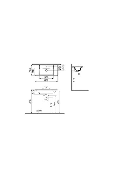 VitrA Integra 7036b003-0001 Etajerli Lavabo, Kompakt,beyaz , 80x39 Cm