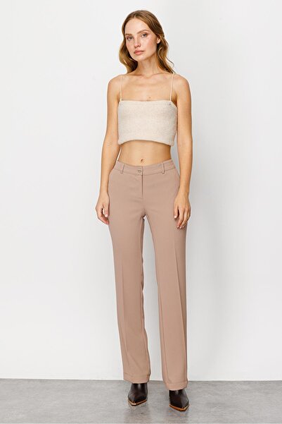 Moda İlgi Modailgi Yan Cep Nervürlü Takım Pantolon Camel