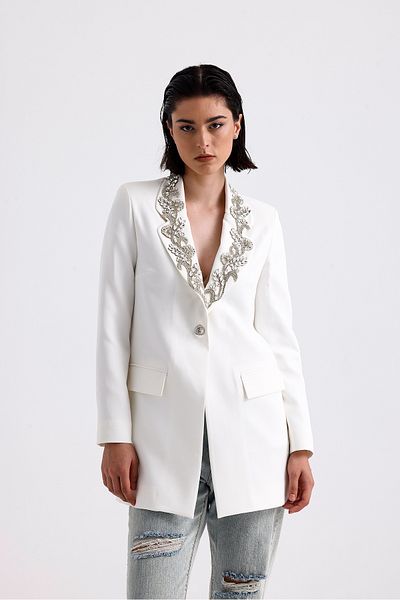 Tangül&Ali'S Moda Evi Jachetă albă brodata