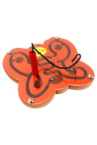 Toysilla Doğal Ahşap Hayvan Figürlü Mıknatıslı Labirentte Yol Bulma Oyuncağı