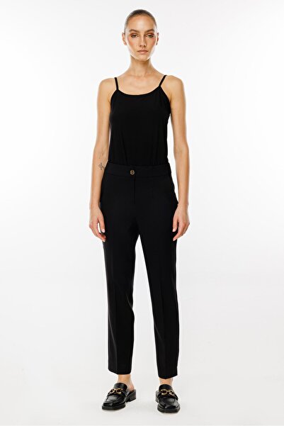 Moda İlgi Modailgi  Yandan Cepli Boru Paça Pantolon - 7056 Siyah