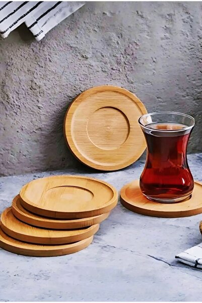 Bonjour Lüks 6 Adet Yuvarlak Bambu Bardak Altlığı Çay Tabağı Altlığı Fincan Altlığı