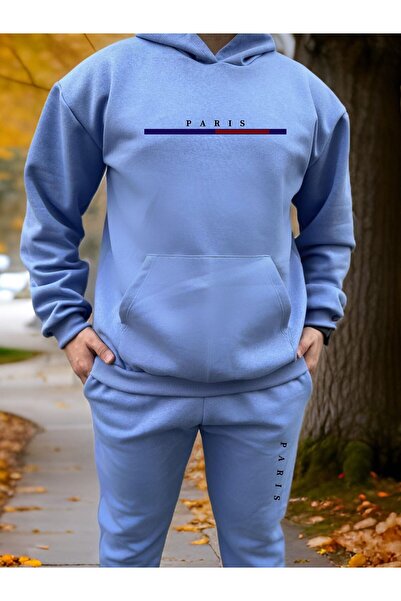 QUEENSTOWN طقم بدلة رياضية سميكة كبيرة الحجم من باريس مع صوف من الداخل وثلاثة...