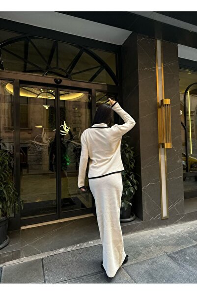 kenza'a Жіночий кардиган з зав'язкою спереду та спідницею з трикотажу