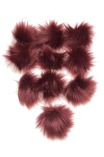 sç Saraçoğlu Çanta Claret Red Plush Pompom Scarf Beanie Bag - 7cm Diameter, Pack of 10 Drawstring Decoration Accessories