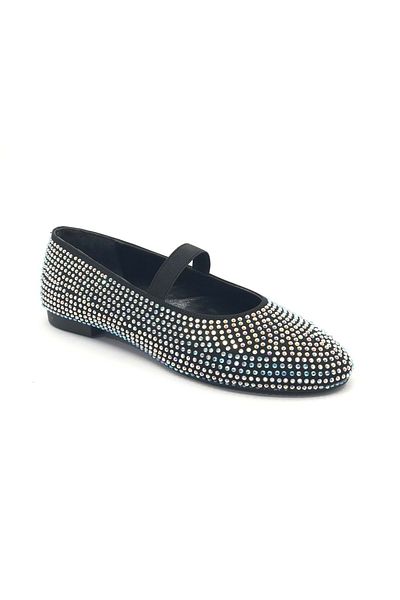 Kids Club Shoes Black Women's Ballerinas - Feles Stone Detailed, Indoor Shoes