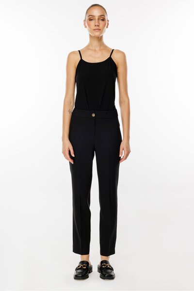 Moda İlgi Modailgi  Yandan Cepli Boru Paça Pantolon - 7056 Siyah