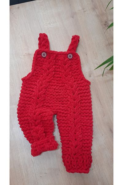 Alize Puffy Hand Knitted Baby Slippers 6-18 Months Matching Red Color