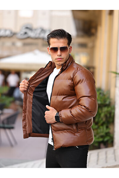 BOYS MANS Palton de iarnă din piele pentru bărbați Palton puf rezistent la ap...