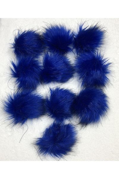 sç Saraçoğlu Çanta 7cm Decoration Accessory - Plush Pompom Scarf Beanie Bag, Pack of 10 with String, Saxe Blue