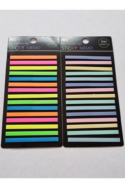 Modellino 2-Piece Pastel & Neon Sticky Strip Post'It Adhesive Bookmark 2X300 Pieces 600