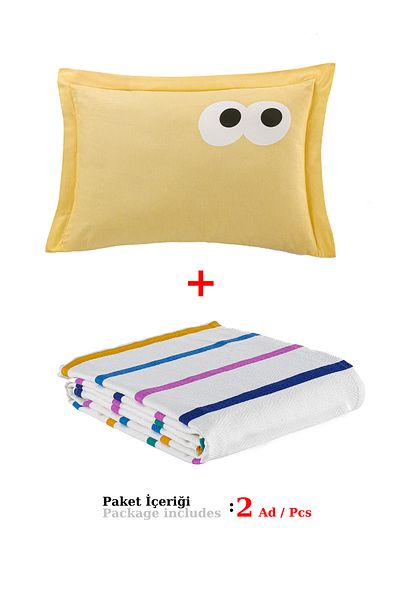 Eponj Home Yellow Single Pique Set - Printed Funny