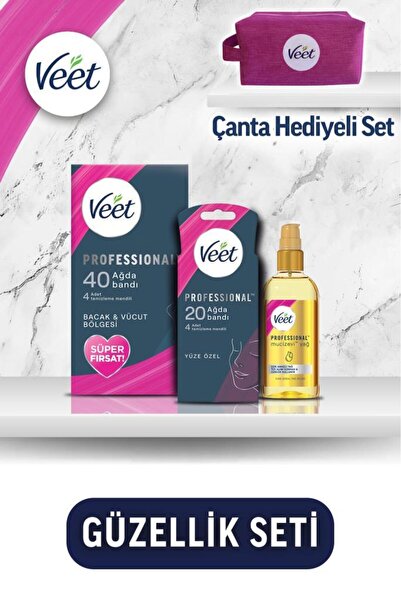 Veet Professional Çanta Güzellik Seti(Yüz Hassas 20+Bacak&Vücut 40 Bant+Muciz...