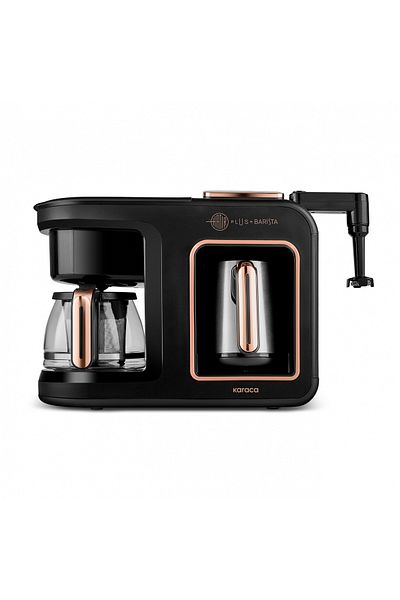 Karaca Hatır Plus Barista Steel 6 in 1 Steel Coffee Pot Talking Ember Turkish Coffee Machine Black Copper