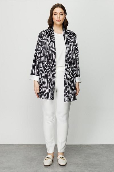 Moda İlgi Modailgi Zebra Pattern Double Short Tunic Black