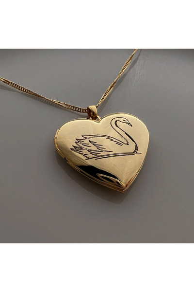 AŞIK ACCESSORIES Capped Steel Necklace with Swan Motif