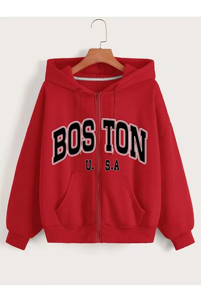 x-compass life Boston Printed Unisex Oversize Zippered Cardigan