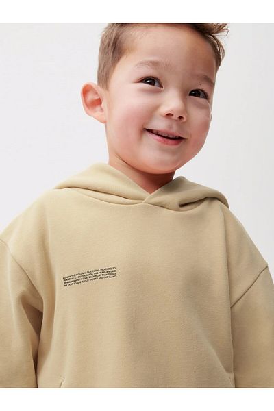The Champ Clothing Μπεζ Unisex Παιδική κουκούλα Nature Concept Φούτερ με στάμπα με κουκούλα