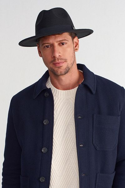 Külah Men's Adjustable Black Fedora Hat