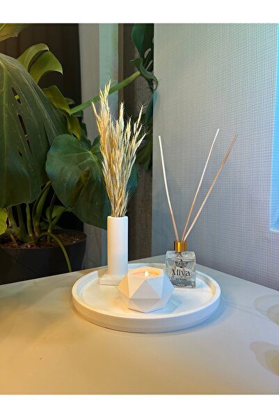 Miya Art Studio Dekoratif Beton Tepsi /  Tütsülük- Kuru Bitki / Mumluk /Oda Kokusu Seti