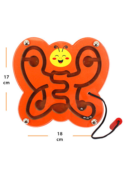 Toysilla Doğal Ahşap Hayvan Figürlü Mıknatıslı Labirentte Yol Bulma Oyuncağı
