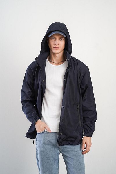 king brich Unisex αδιάβροχο με κουμπωτό κλείσιμο μπροστά και εμπριμέ ρυθμιζόμενη κουκούλα με κουκούλα