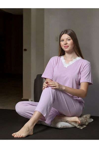 Sude Women's Bamboo Fabric Short Sleeve Pajama Set
