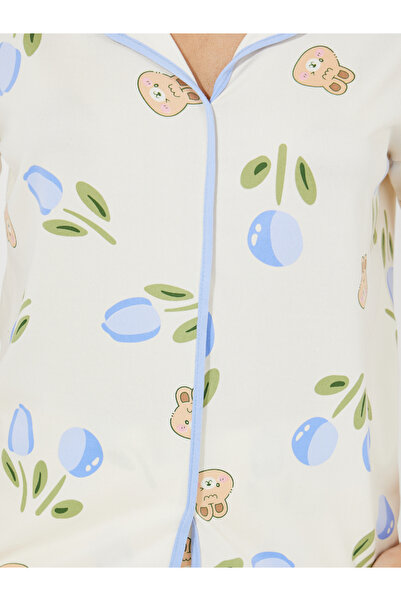 Take Two By Styli Floral Bunny Print Shirt & Shorts Set