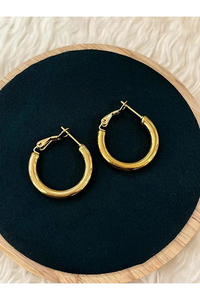 YASİN TOPÇU Steel Gold Earrings