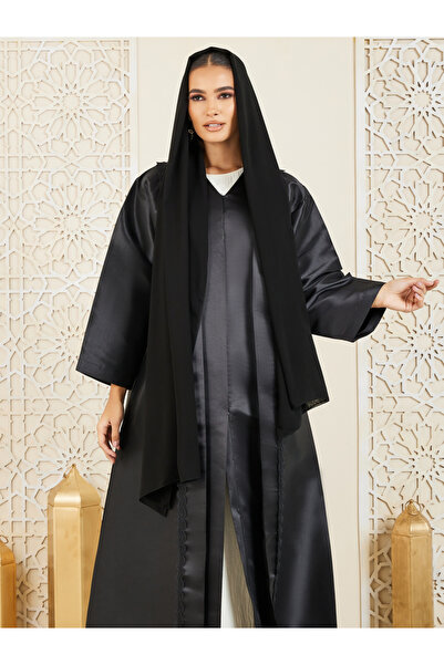 Anthrilo By Styli Satin Lace Embroidered Abaya